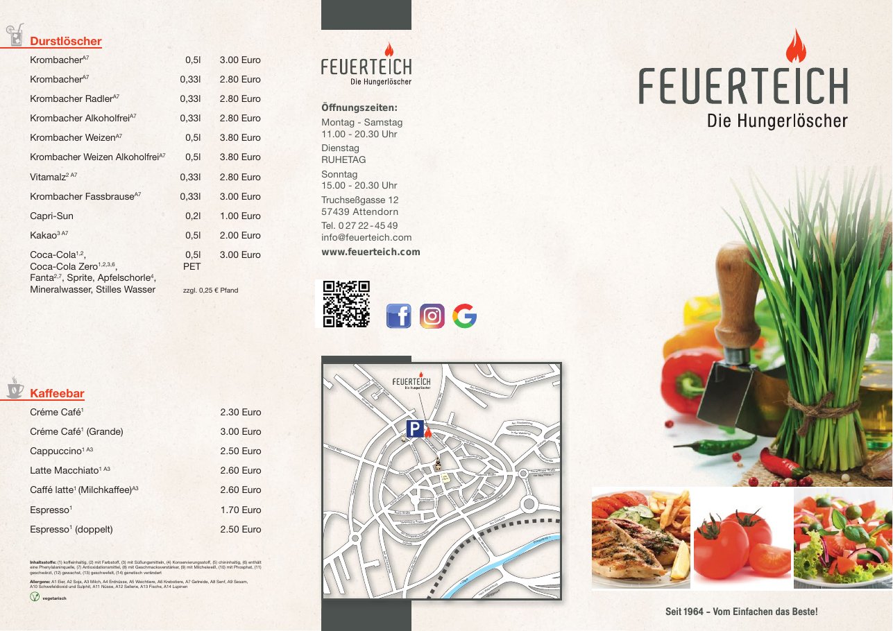 Speisekarte Schnellrestaurant Feuerteich – Seite 1 von 2