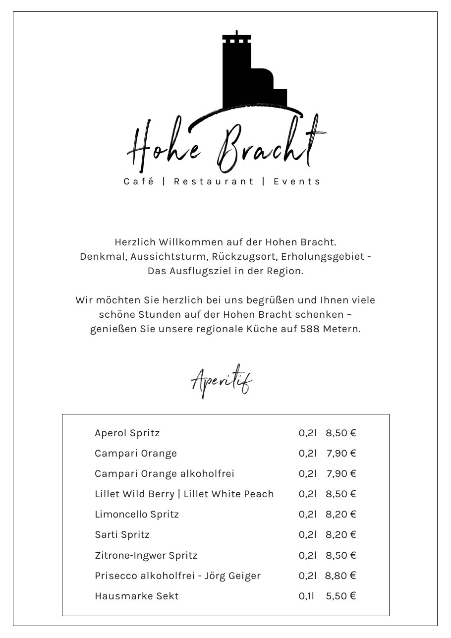 Speisekarte Hohe Bracht | Café | Restaurant | Events – Seite 1 von 9