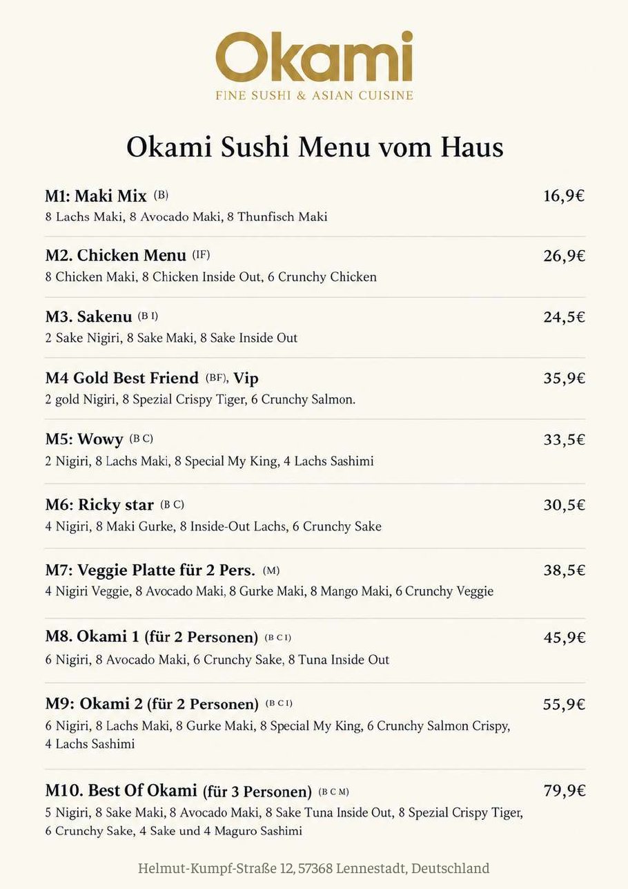 Speisekarte Okami Fine Sushi & Asian Cuisine – Seite 2 von 33