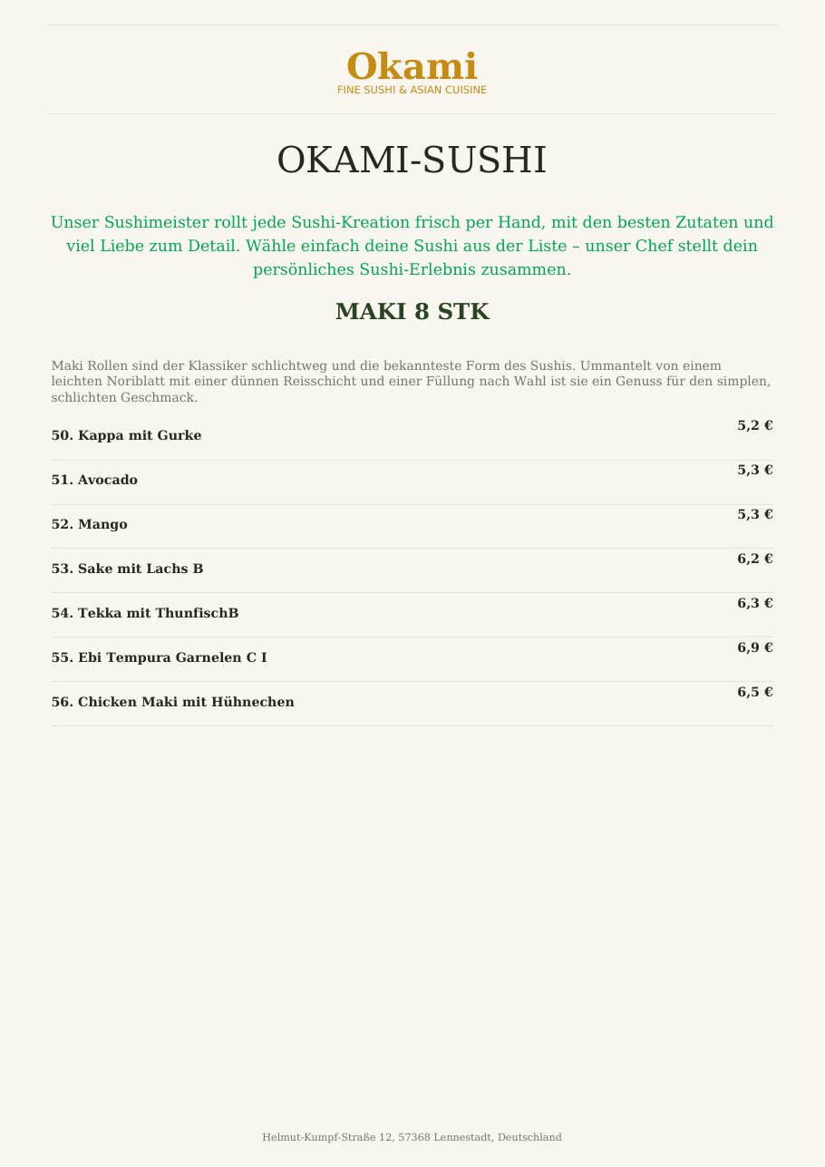 Speisekarte Okami Fine Sushi & Asian Cuisine – Seite 4 von 33