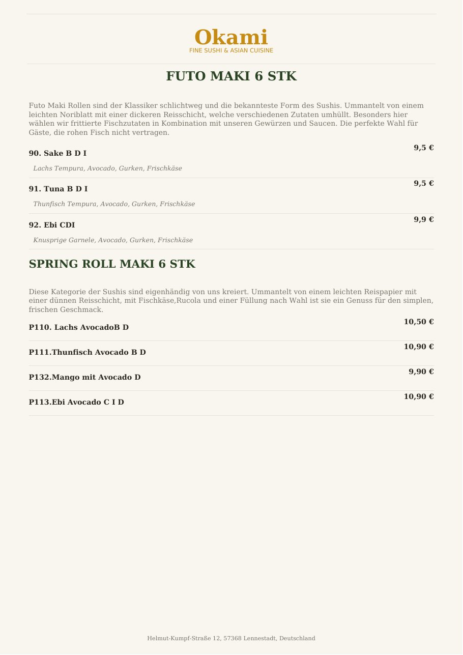 Speisekarte Okami Fine Sushi & Asian Cuisine – Seite 8 von 33