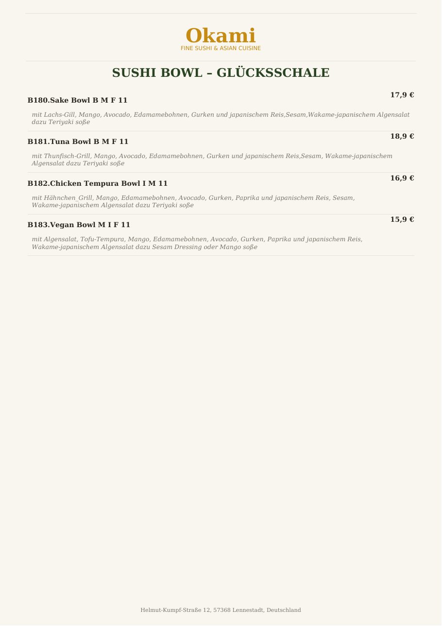 Speisekarte Okami Fine Sushi & Asian Cuisine – Seite 11 von 33