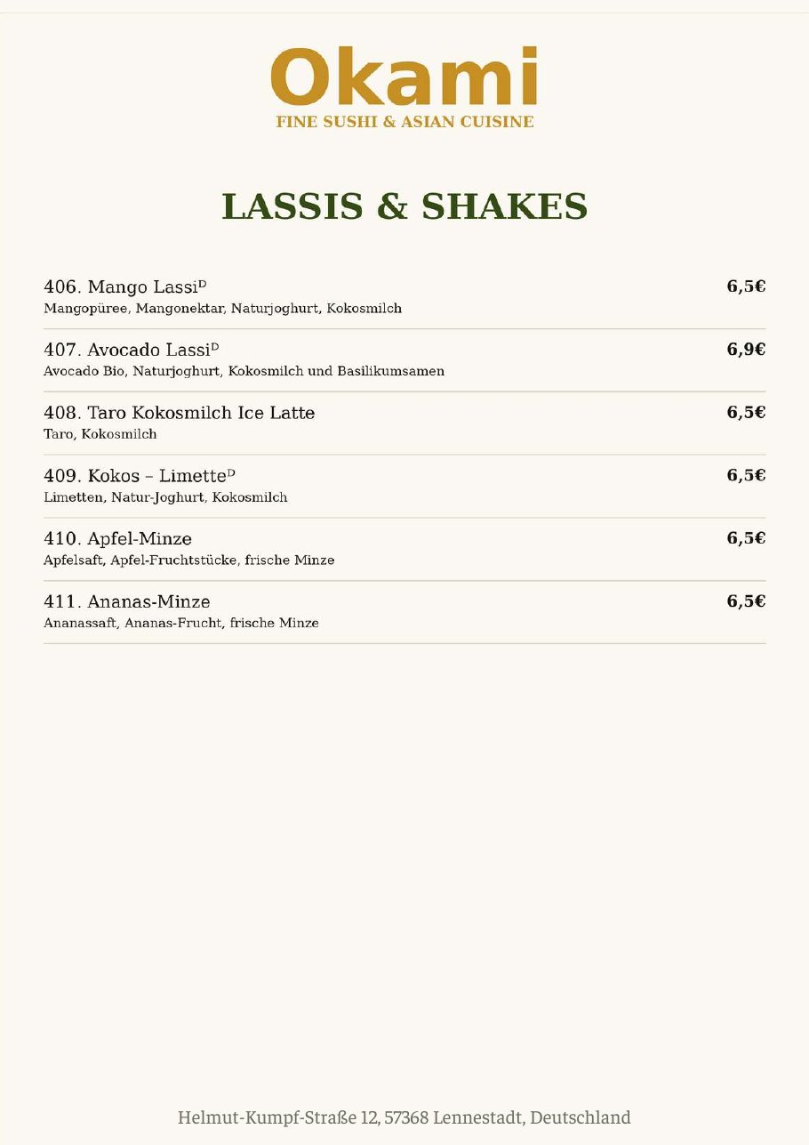 Speisekarte Okami Fine Sushi & Asian Cuisine – Seite 13 von 33