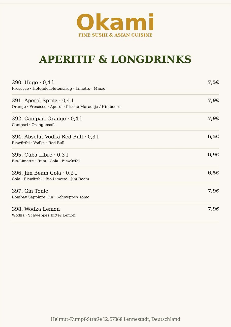 Speisekarte Okami Fine Sushi & Asian Cuisine – Seite 19 von 33