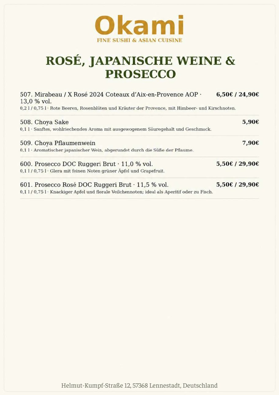 Speisekarte Okami Fine Sushi & Asian Cuisine – Seite 21 von 33