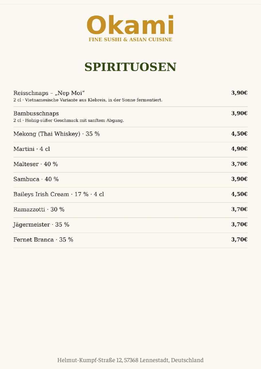 Speisekarte Okami Fine Sushi & Asian Cuisine – Seite 22 von 33