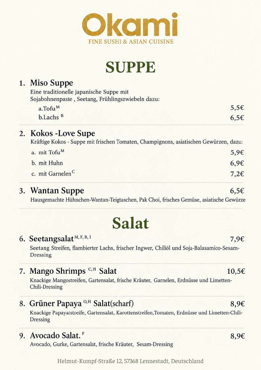 Speisekarte Okami Fine Sushi & Asian Cuisine – Seite 23 von 33