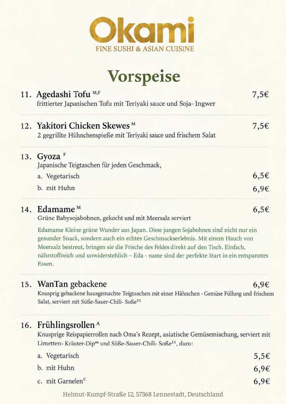 Speisekarte Okami Fine Sushi & Asian Cuisine – Seite 24 von 33