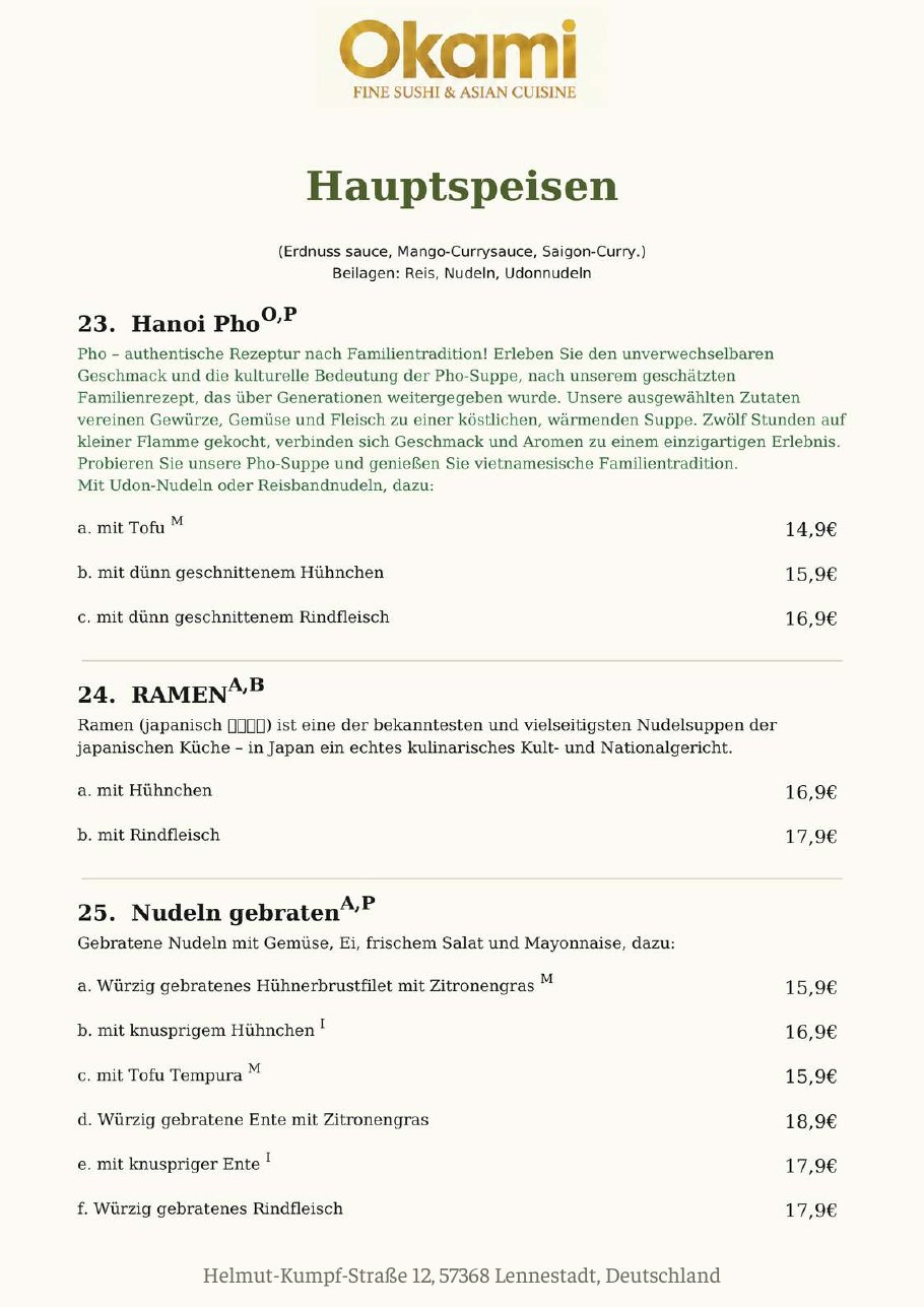 Speisekarte Okami Fine Sushi & Asian Cuisine – Seite 26 von 33
