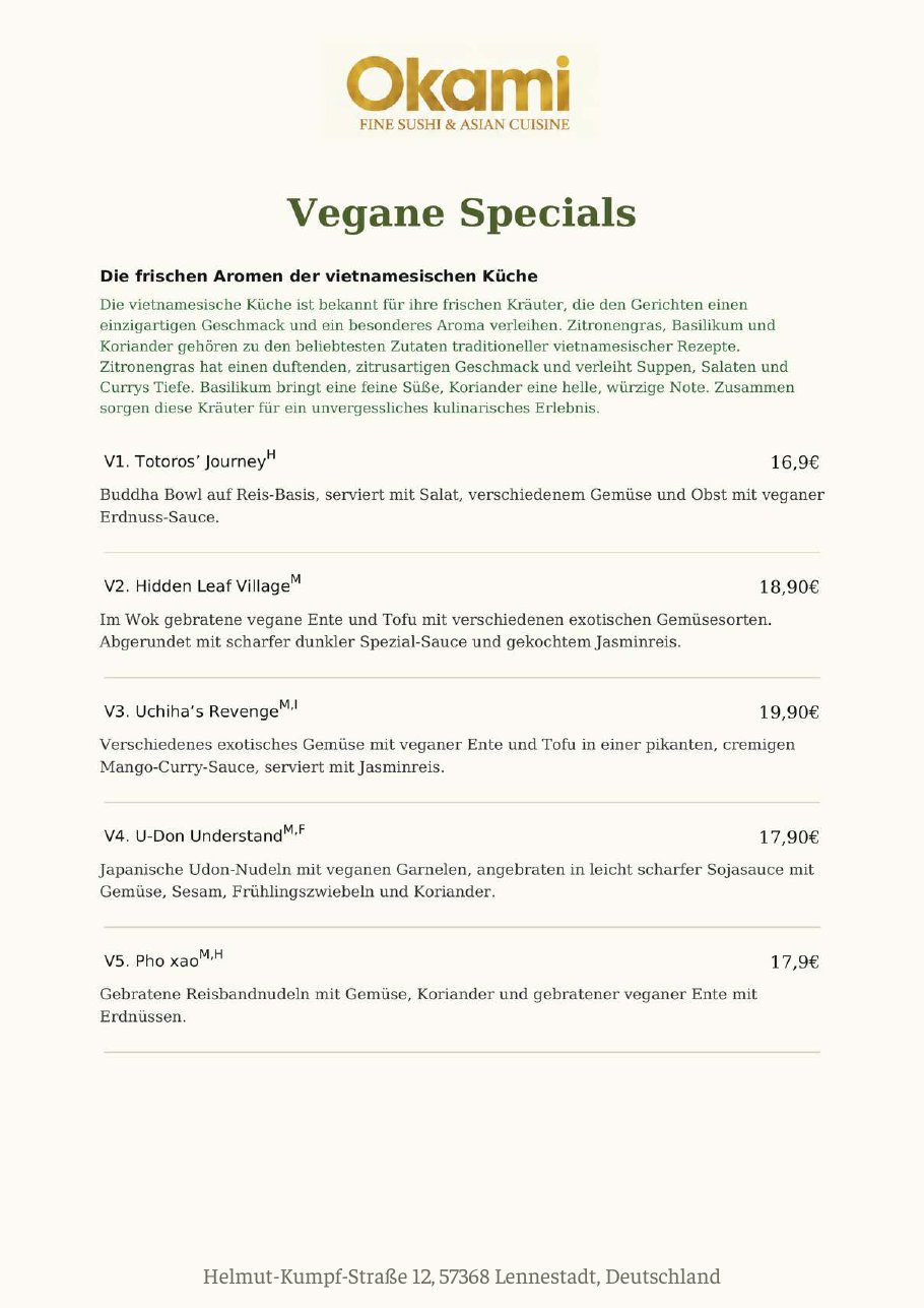 Speisekarte Okami Fine Sushi & Asian Cuisine – Seite 31 von 33